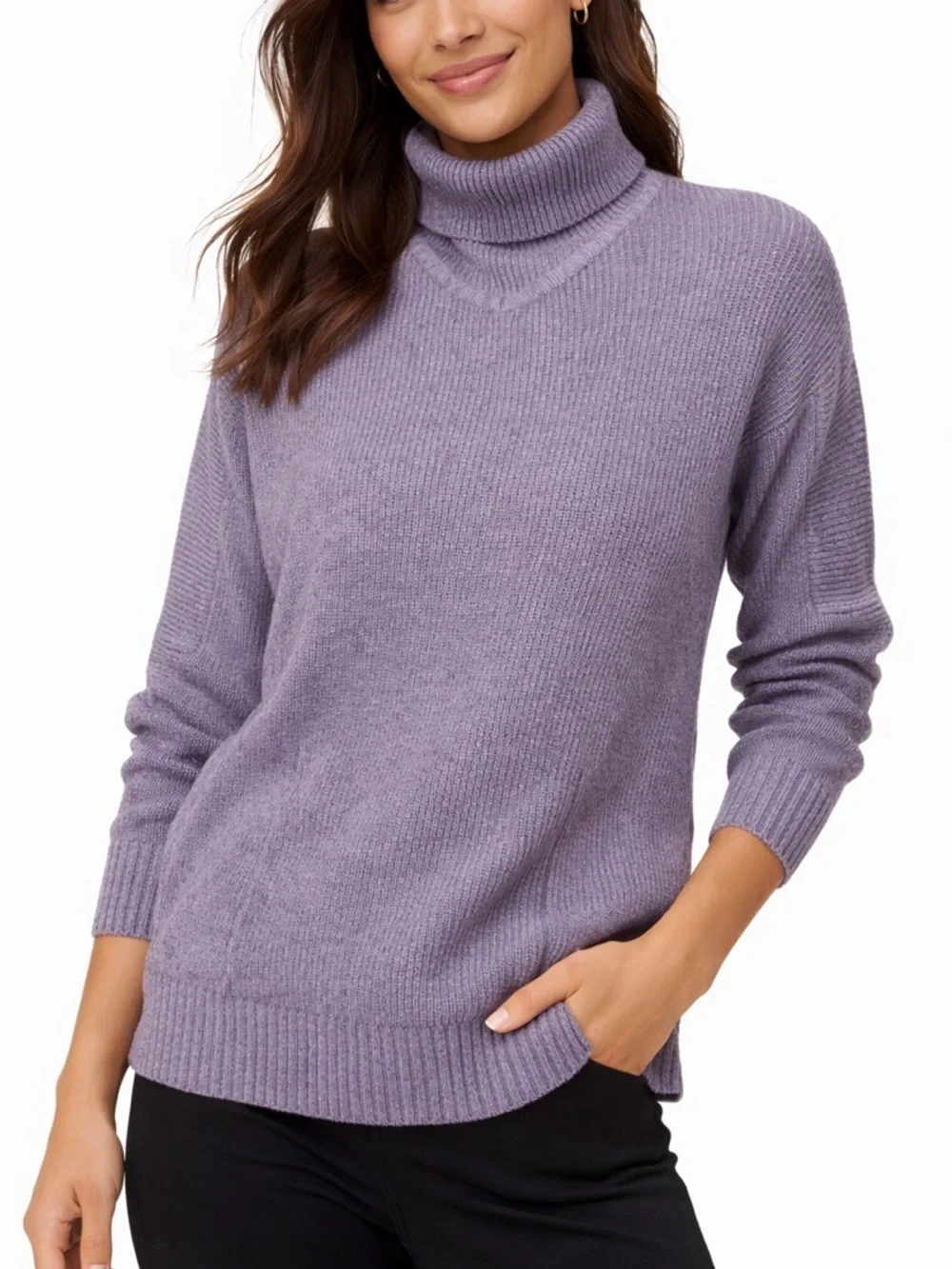 Lululemon Cozy Calling Sweater XS Lavender Ribbed Turtleneck Athleisure CozyChic